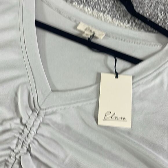 Elan Top Womens size Medium pull string V Neck Gray Stone pullover New - Picture 12 of 13